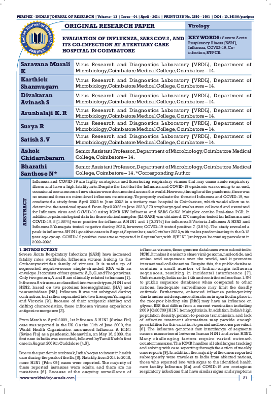 (PDF) Evaluation of Influenza, Sars COV-2, and Its Co-Infection at a ...
