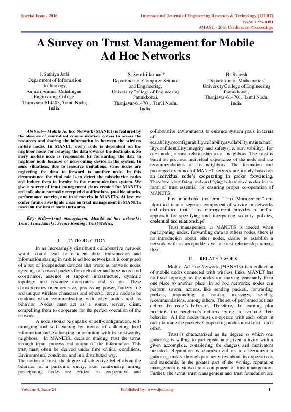 (PDF) A Survey on Trust Management for Mobile Ad Hoc Networks