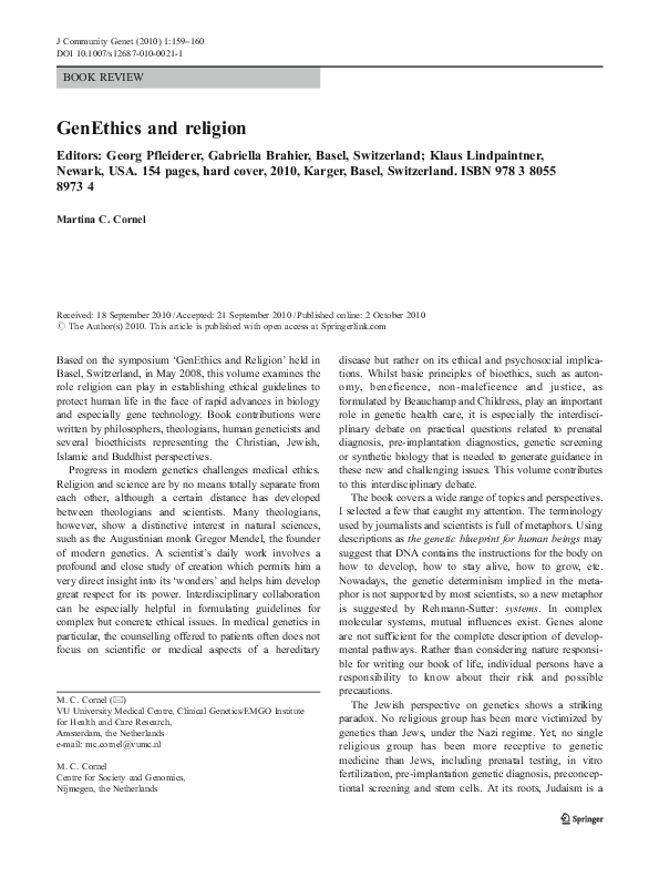 (PDF) GenEthics and religion