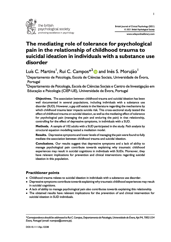 (PDF) The mediating role of tolerance for psychological pain in the ...