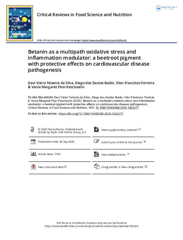(PDF) Betanin as a multipath oxidative stress and inflammation ...