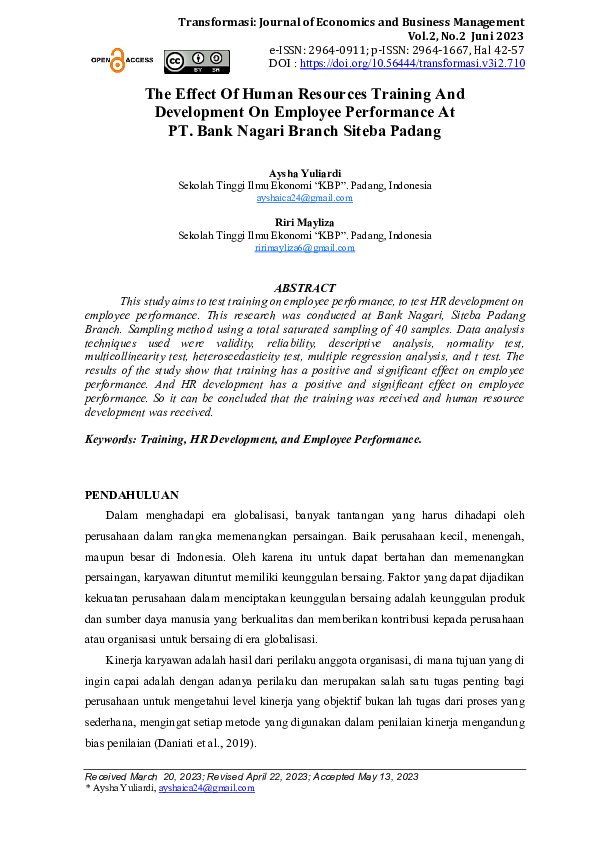 (PDF) The Effect Of Human Resources Training And Development On ...