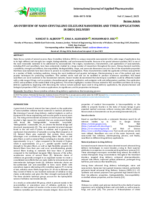 (PDF) AN OVERVIEW OF NANO-CRYSTALLINE CELLULOSE NANOFIBERS AND THEIR ...