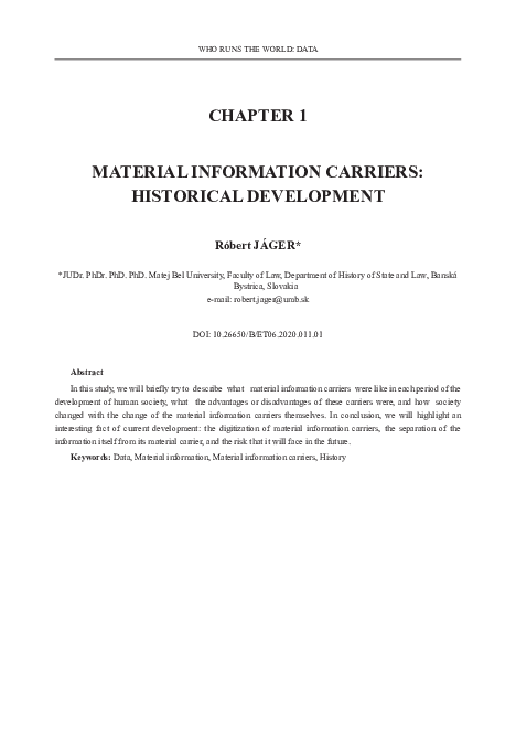 (PDF) Material Information Carriers: Historical Development