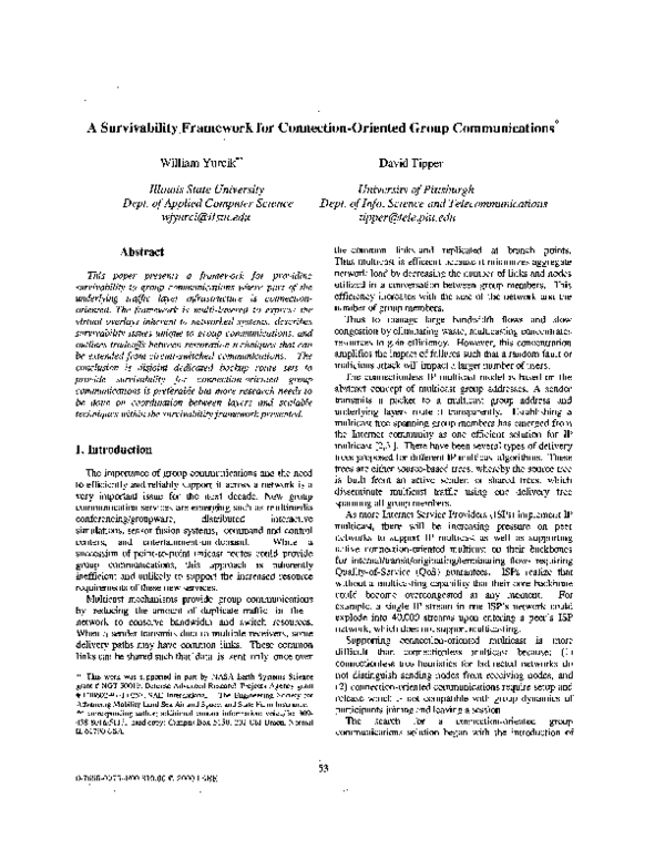 (PDF) A survivability framework for connection-oriented group ...