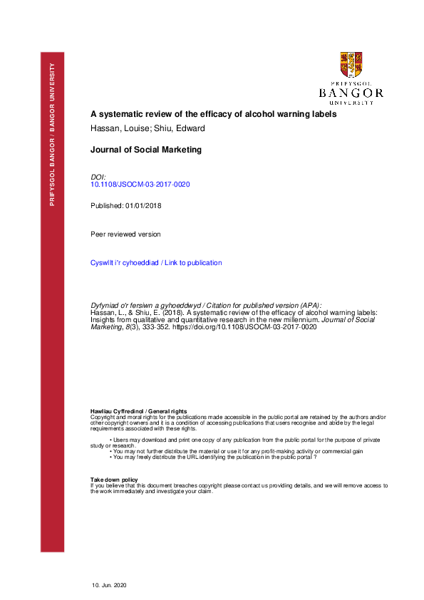 (PDF) A systematic review of the efficacy of alcohol warning labels