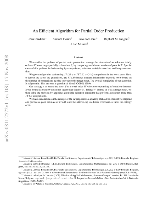 (PDF) An efficient algorithm for partial order production