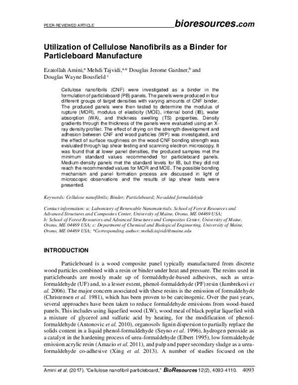 (PDF) Utilization of Cellulose Nanofibrils as a Binder for ...