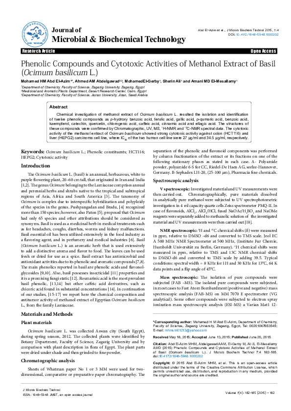 (PDF) Phenolic Compounds and Cytotoxic Activities of Methanol Extract ...