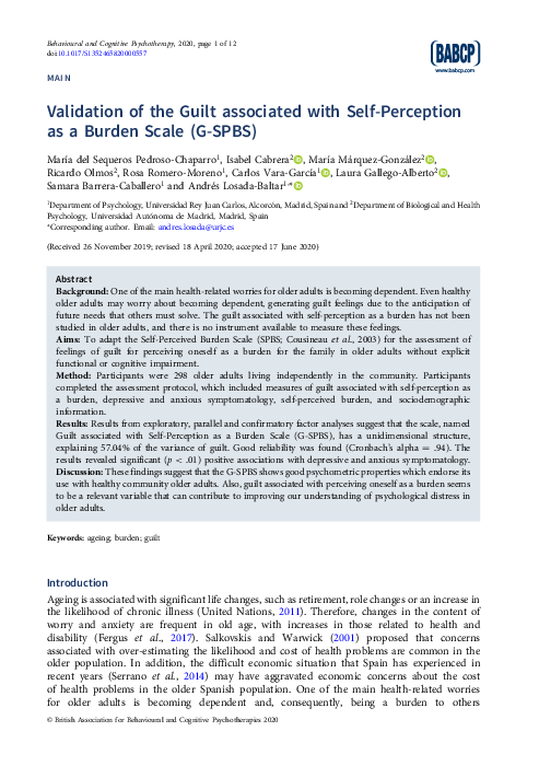 (PDF) Validation of the Guilt associated with Self-Perception as a ...