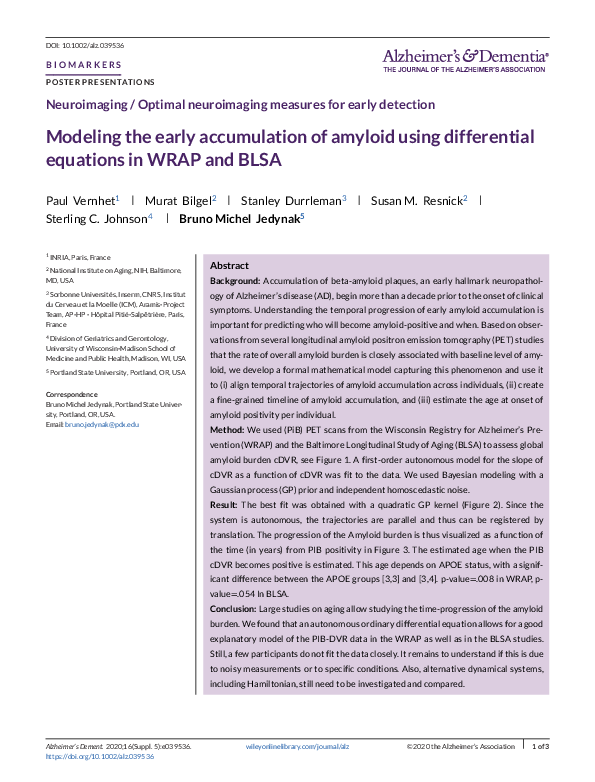 (PDF) Modeling the early accumulation of amyloid using differential ...