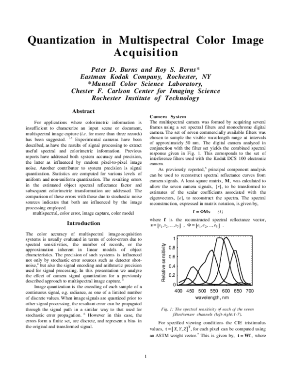 (PDF) Quantization in Multispectral Color Image Acquisition