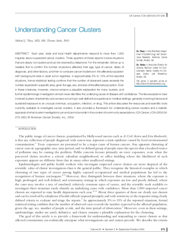 (PDF) Understanding Cancer Clusters