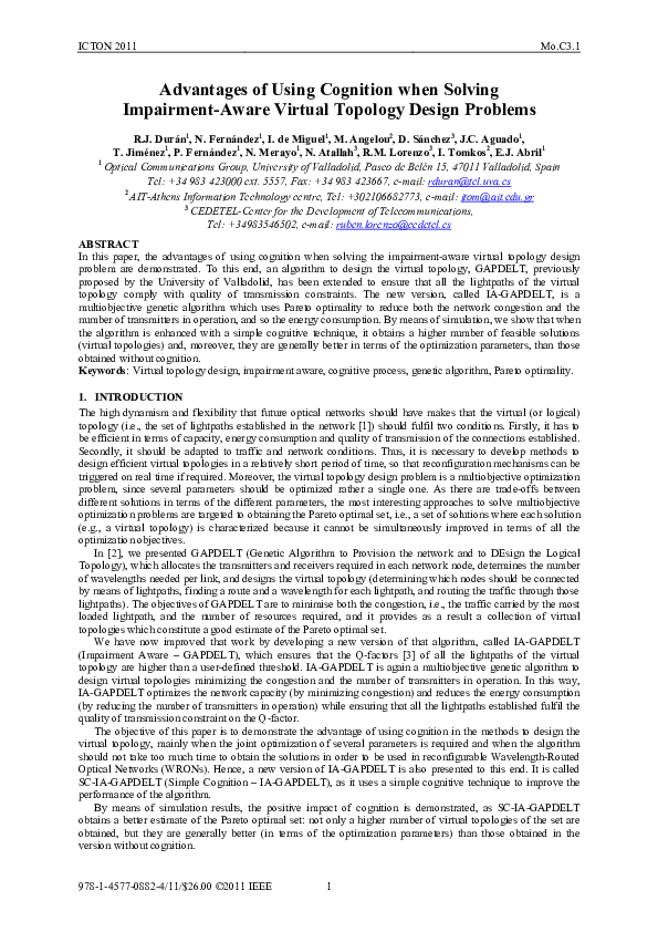 (PDF) Advantages of using cognition when solving impairment-aware ...