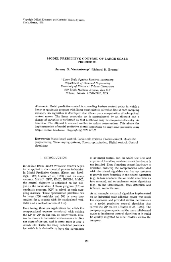 (PDF) Model Predictive Control of Large Scale Processes