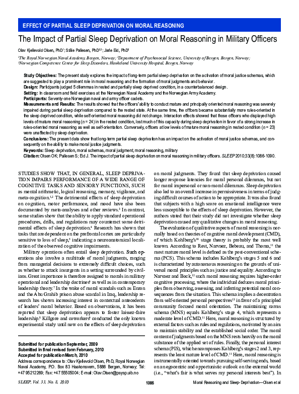 (PDF) The Impact of Partial Sleep Deprivation on Moral Reasoning in ...