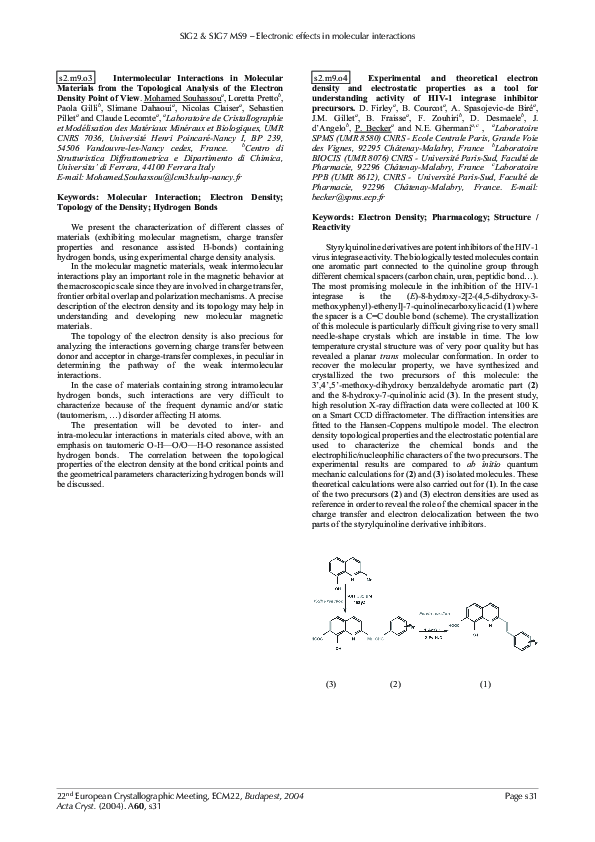 (PDF) Intermolecular interactions in molecular materials from the ...