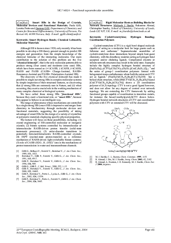 (PDF) Smart HBs in the design of crystals, molecular devices and ...