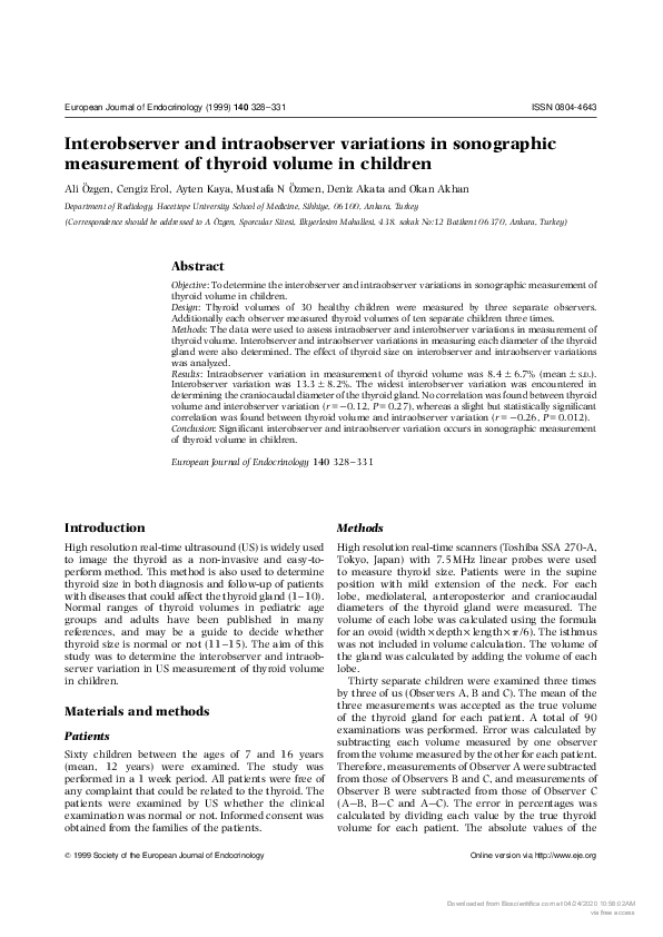 (PDF) Interobserver and intraobserver variations in sonographic ...
