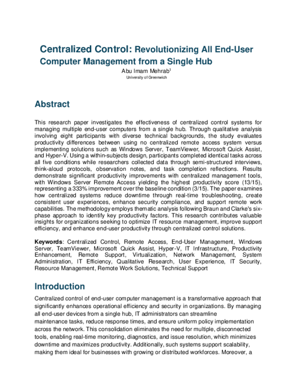 (PDF) Centralized Control: Revolutionizing All End-User Computer ...