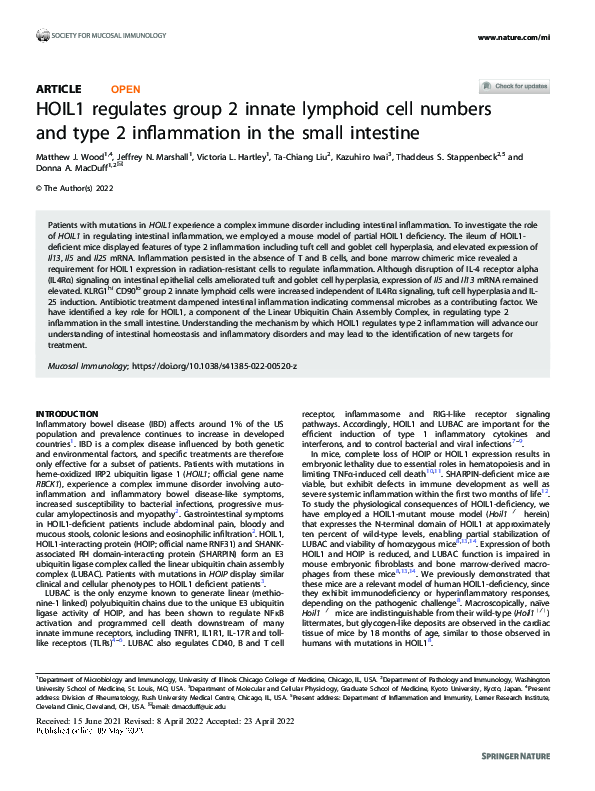 (PDF) HOIL1 regulates group 2 innate lymphoid cell numbers and type 2 ...