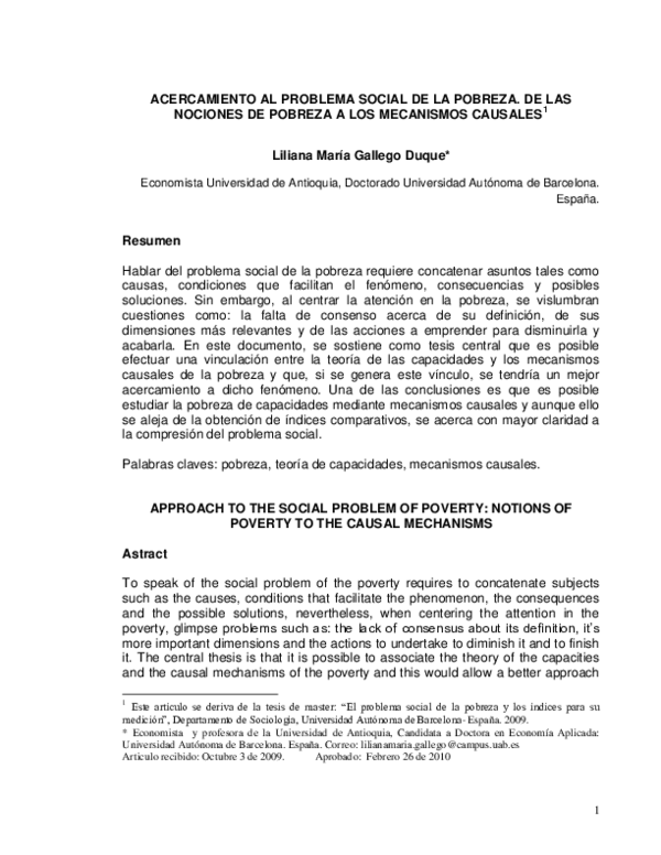 (PDF) Acercamiento al Problema Social de la Pobreza de las Nociones de ...