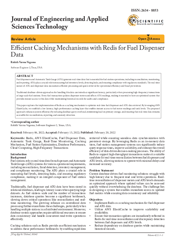 (PDF) Efficient Caching Mechanisms with Redis for Fuel Dispenser Data ...