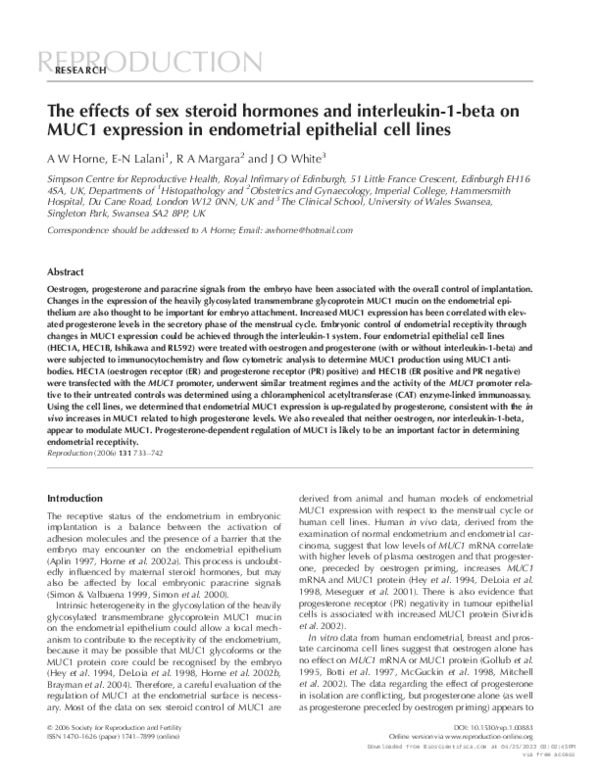 (PDF) The effects of sex steroid hormones and interleukin-1-beta on ...