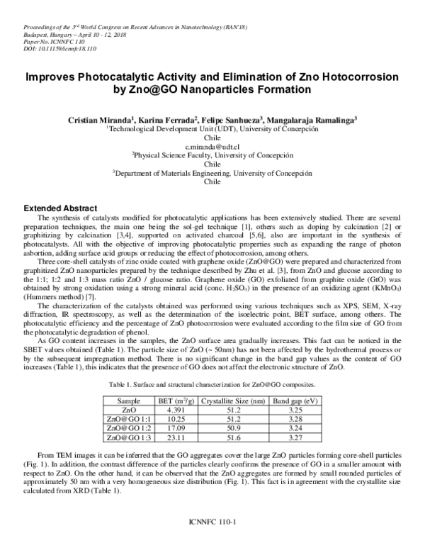 (PDF) Improves Photocatalytic Activity and Elimination of Zno ...