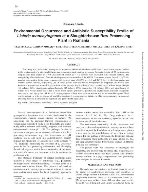 (PDF) Environmental Occurrence and Antibiotic Susceptibility Profile of ...
