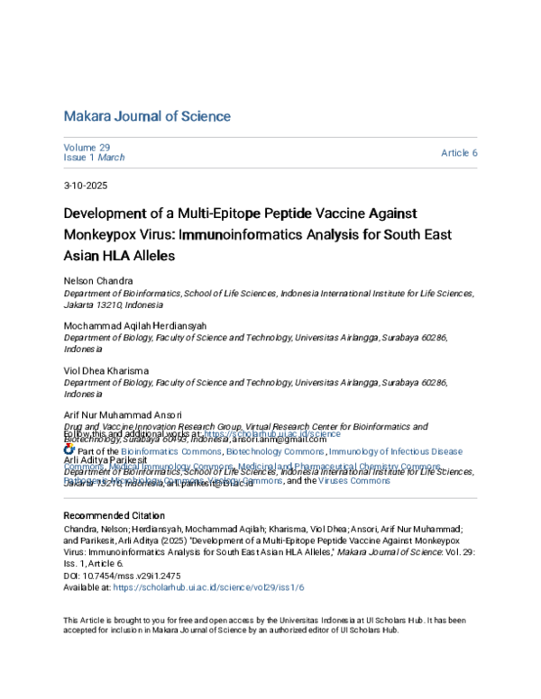 (PDF) Development of a Multi-Epitope Peptide Vaccine Against Monkeypox ...