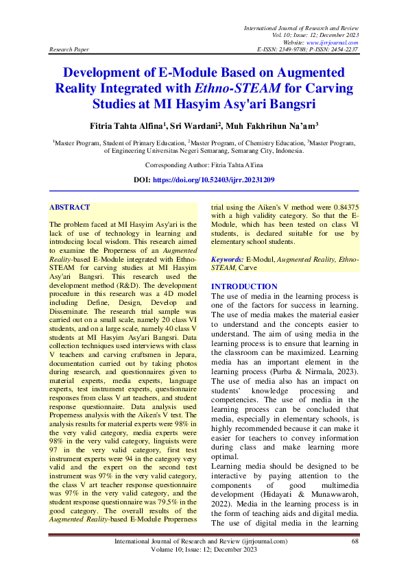 (PDF) Development of E-Module Based on Augmented Reality Integrated ...