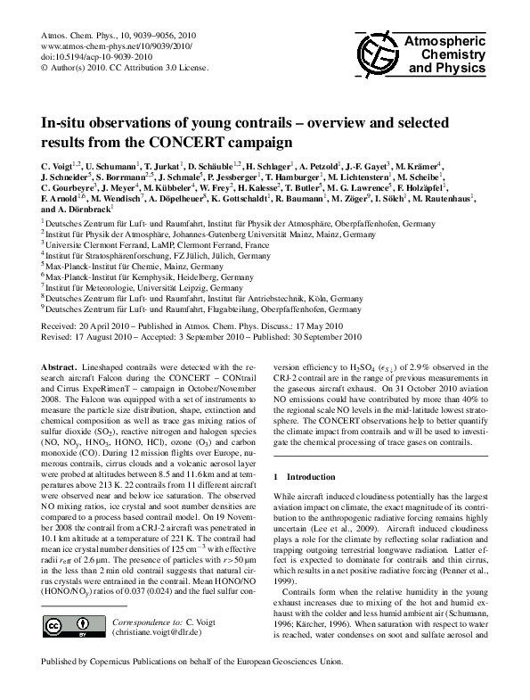 (PDF) In-situ observations of young contrails – overview and selected ...