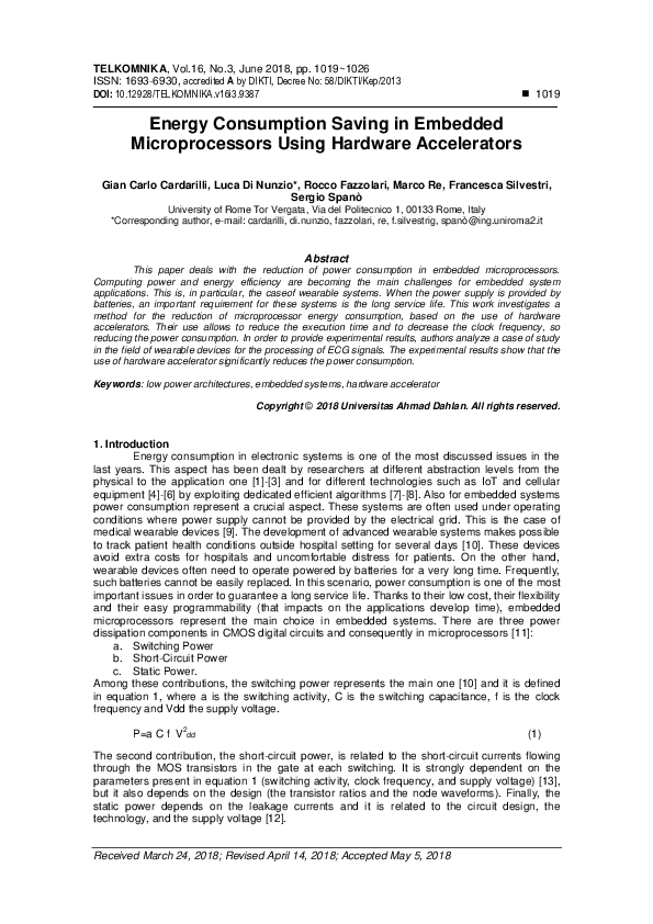 (PDF) Energy Consumption Saving in Embedded Microprocessors Using ...
