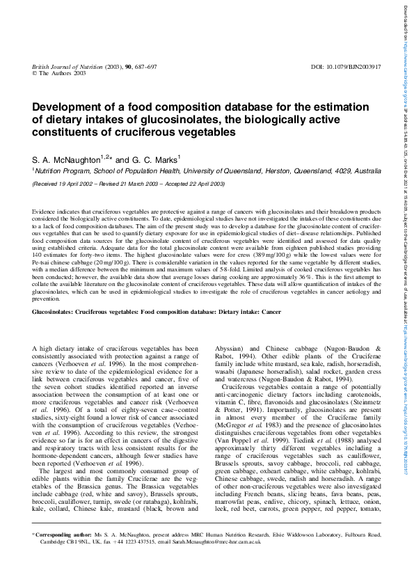 Development of a food composition database for the estimation of ...