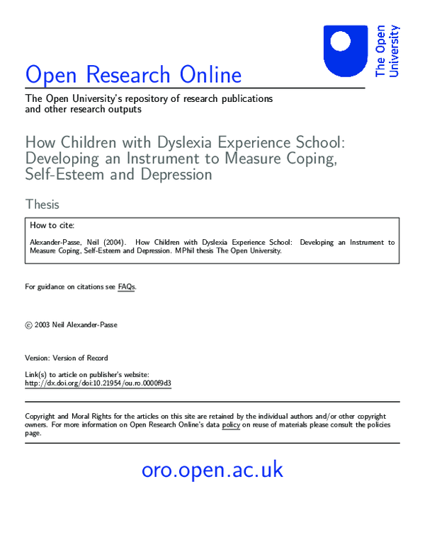 (PDF) How Children with Dyslexia Experience School: Developing an ...