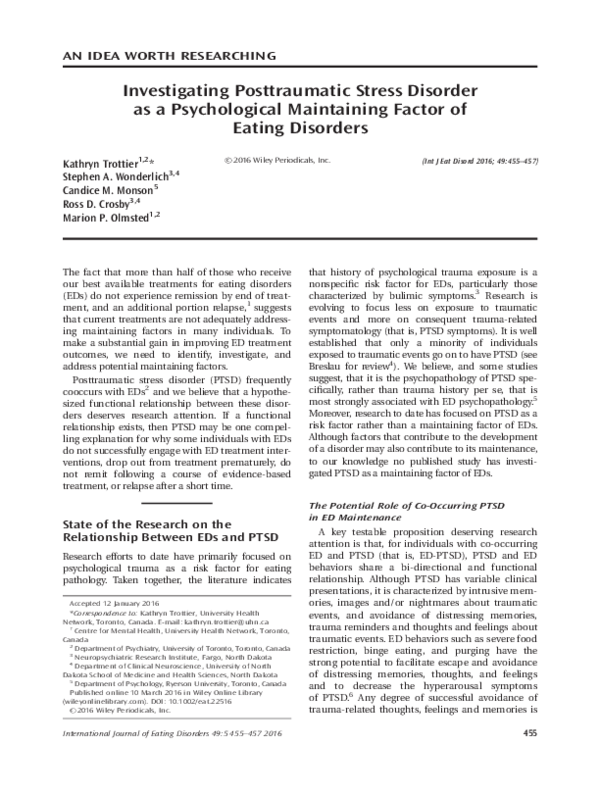 (PDF) Investigating posttraumatic stress disorder as a psychological ...