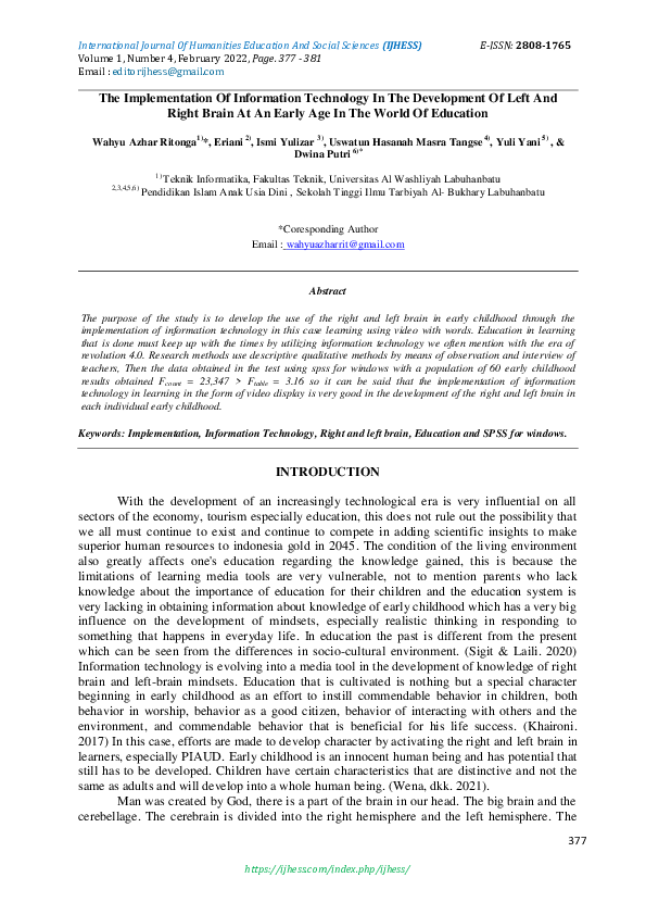 (PDF) The Implementation Of Information Technology In The Development ...