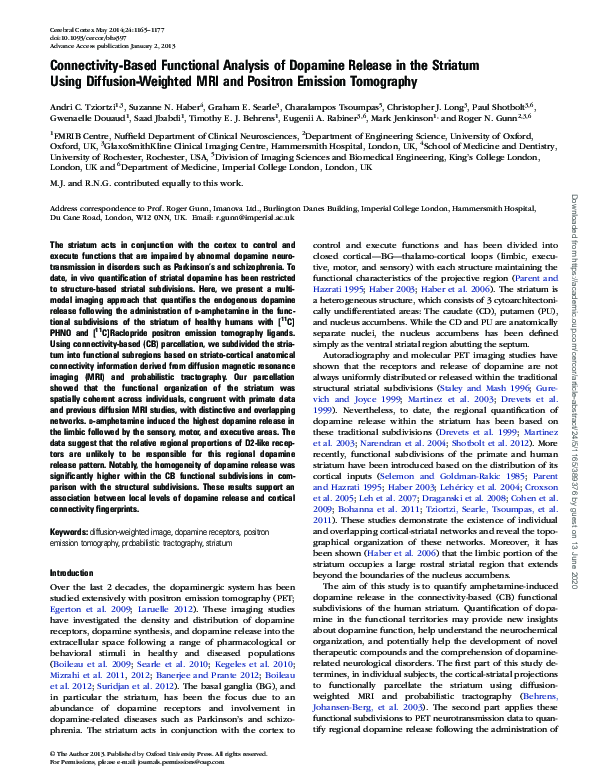 (PDF) Connectivity-Based Functional Analysis of Dopamine Release in the ...