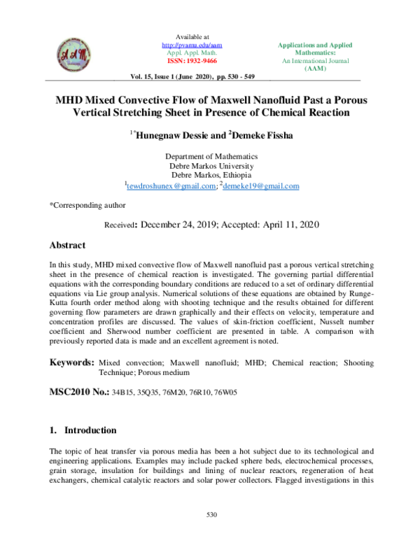 (PDF) MHD Mixed Convective Flow of Maxwell Nanofluid Past a Porous ...