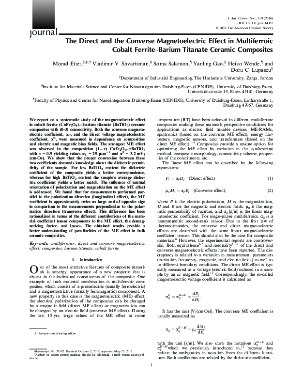 (PDF) The Direct and the Converse Magnetoelectric Effect in ...