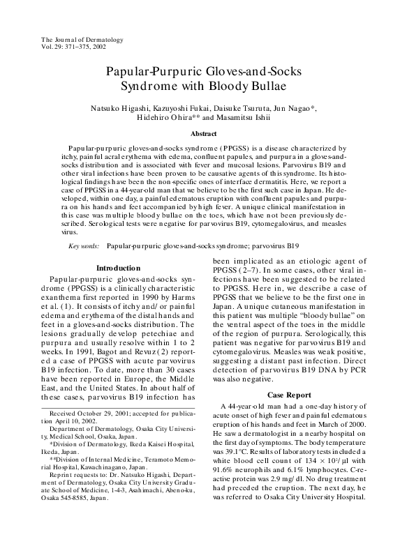 (PDF) Papular-purpuric gloves and socks syndrome with hepatitis B infection