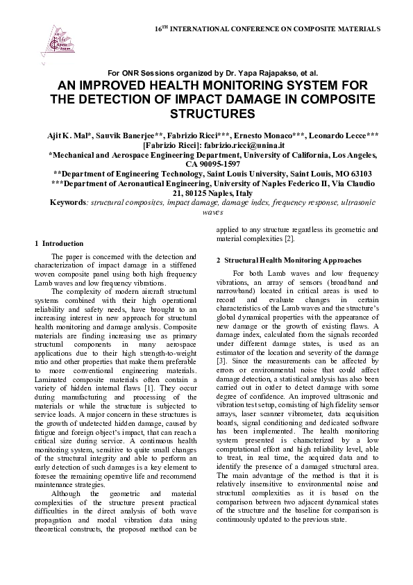 (PDF) An Improved Health Monitoring System for the Detection of Impact ...