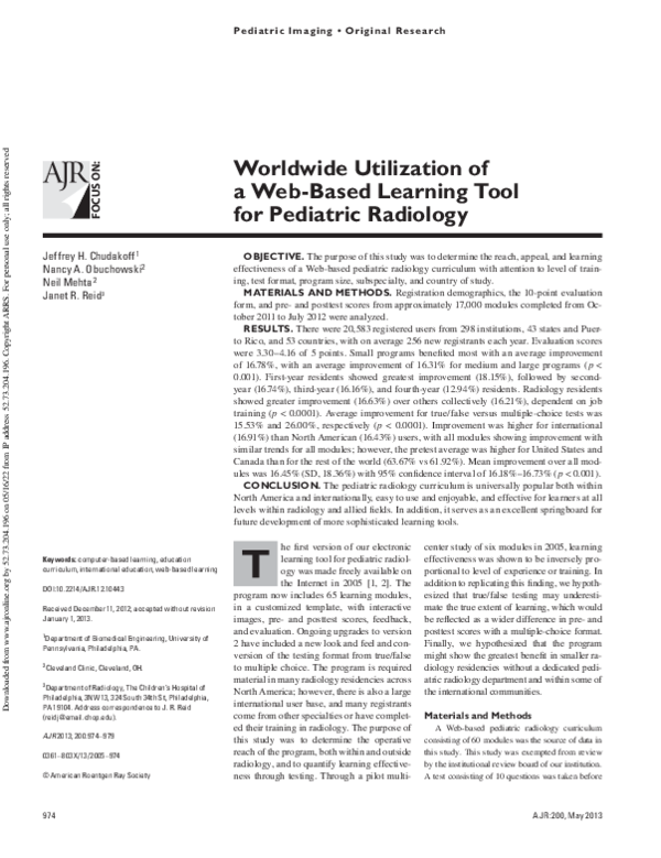 (PDF) Worldwide Utilization of a Web-Based Learning Tool for Pediatric ...