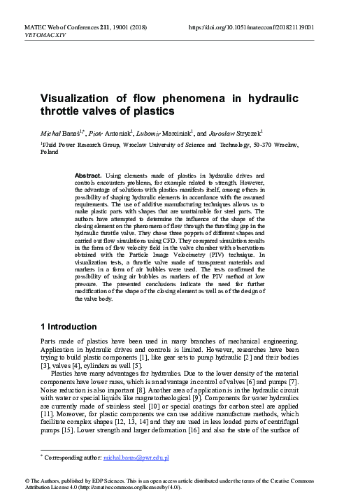 (PDF) Visualization of flow phenomena in hydraulic throttle valves of ...