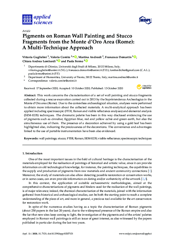 (PDF) Pigments on Roman Wall Painting and Stucco Fragments from the ...