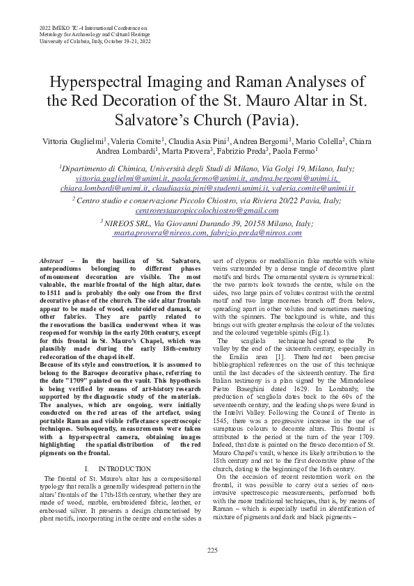 (PDF) Hyperspectral Imaging and Raman Analyses of the Red Decoration of ...
