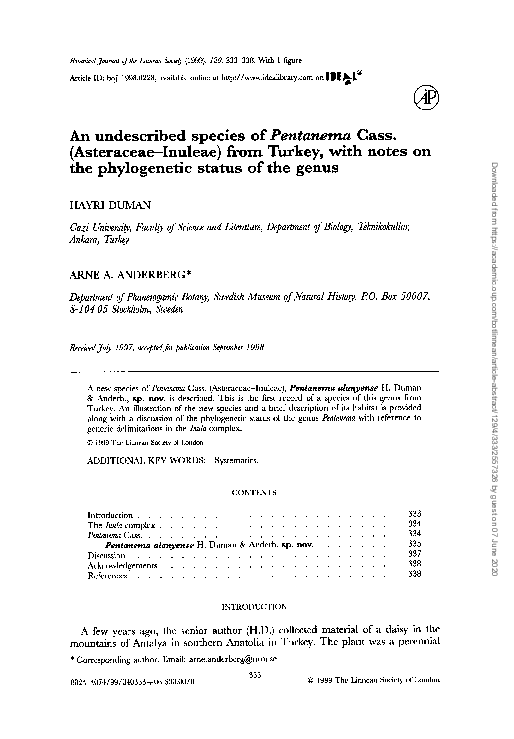 (PDF) An undescribed species of Pentanema Cass. (Asteraceae-Inuleae ...