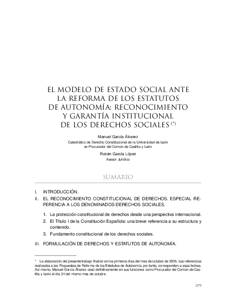 (PDF) El modelo de estado social ante la reforma de los estatutos de ...