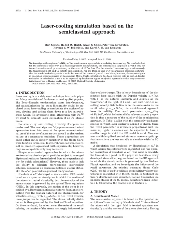 (PDF) Laser-cooling simulation based on the semiclassical approach